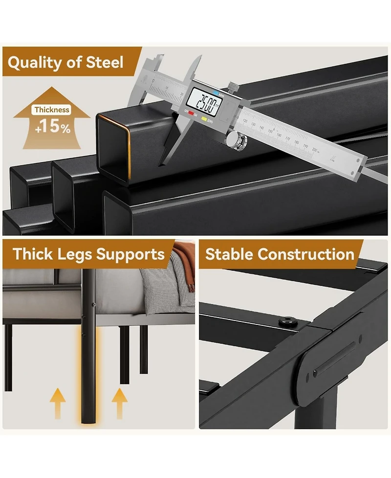Sailvan Metal Platform Bed Frame with Headboard and Underbed Storage