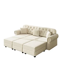 Streamdale Furniture Velvet Chesterfield Sofa with Nailhead Trim