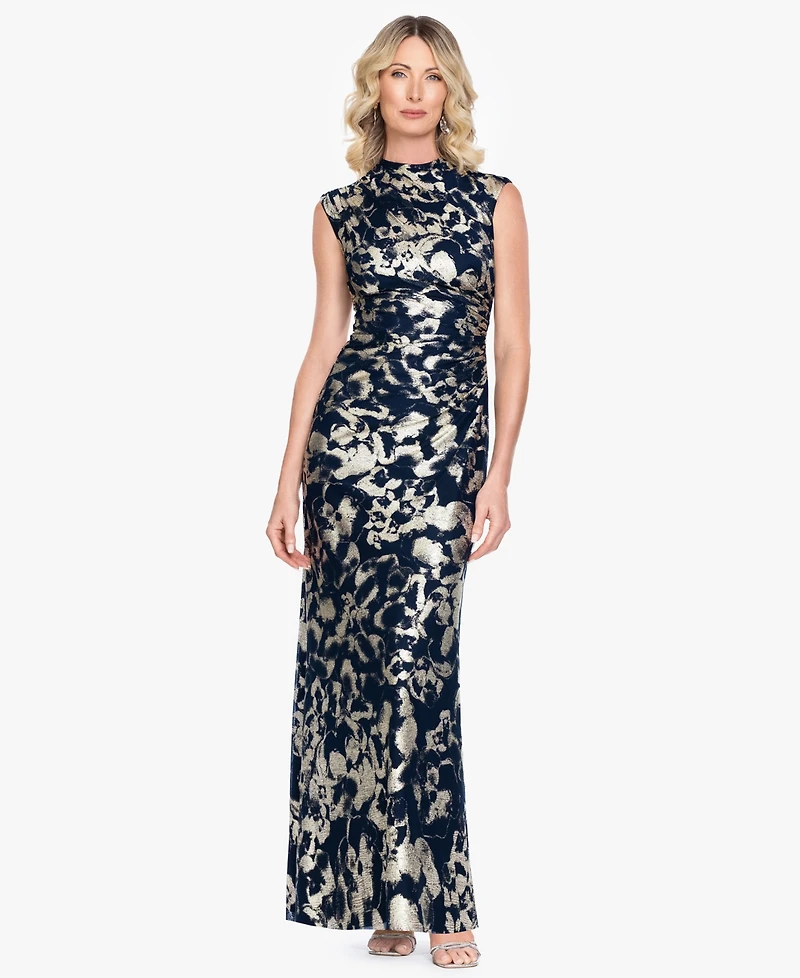 Betsy & Adam Women's Sleeveless Mock Neck Gown