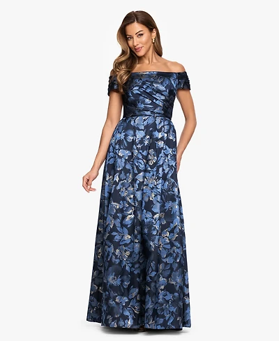 Xscape Women's Off-The-Shoulder Brocade Ball Gown