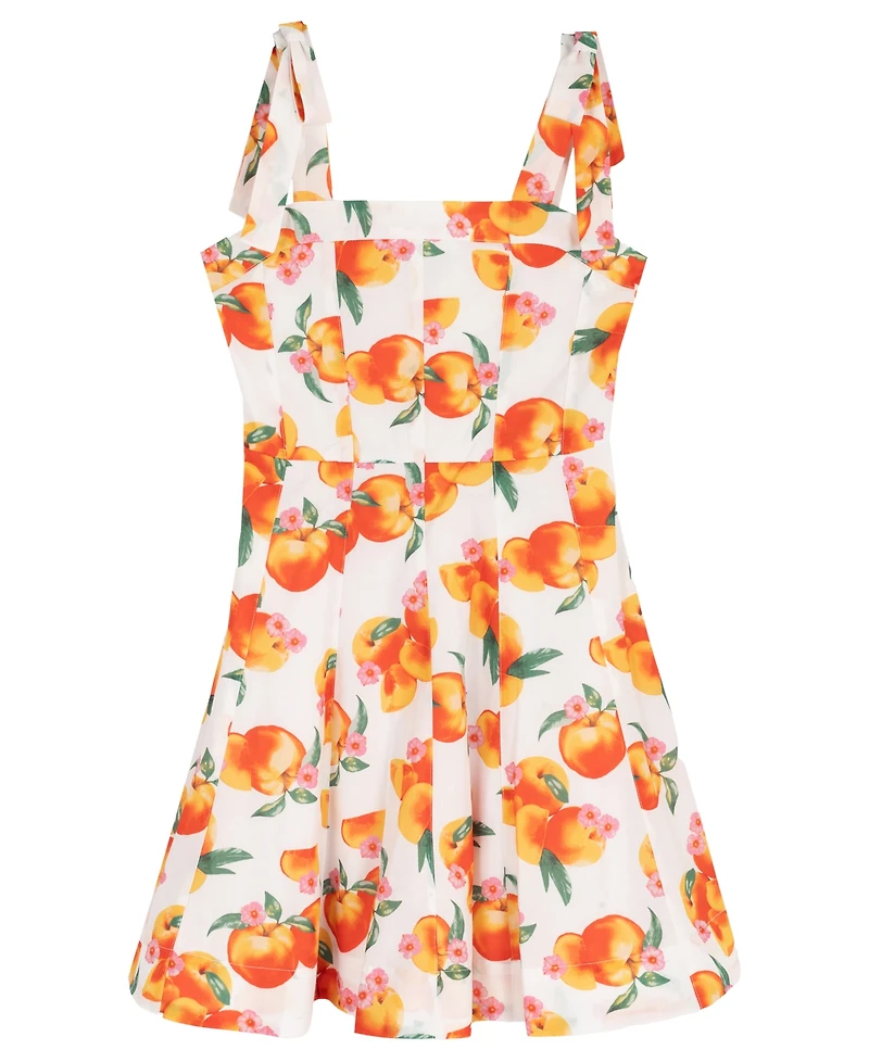 Rare Editions Girls' 7-16 Peach Print Paneled Skater Dress