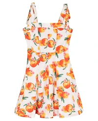 Rare Editions Girls' 7-16 Peach Print Paneled Skater Dress