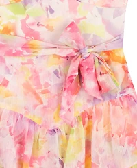 Rare Editions Girls' 7-16 Watercolor Chiffon Sweetheart Bodice Dress