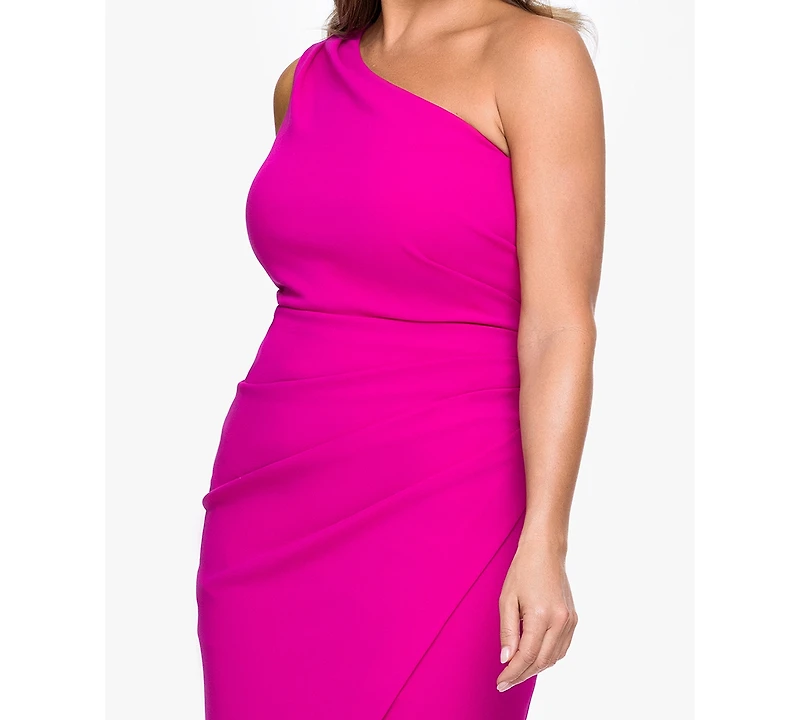Xscape Plus One-Shoulder Ruched Midi Dress