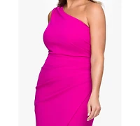 Xscape Plus One-Shoulder Ruched Midi Dress