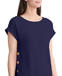 Jones New York Women's Short-Sleeve Button Detail Blouse