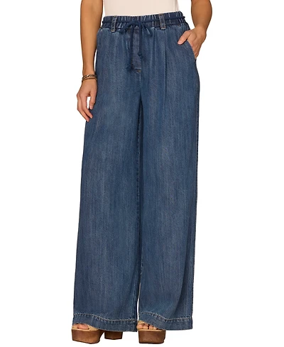 Democracy Petite Sky Rise Pleated Wide-Leg Pants
