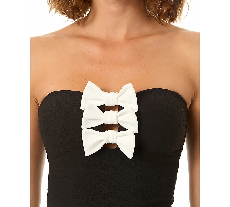 CeCe Women's Strapless Bandeau Neck Bow Tankini Top