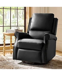 Hulala Home Philip 38" Traditional Faux Leather Swivel Rocker Manual Recliner