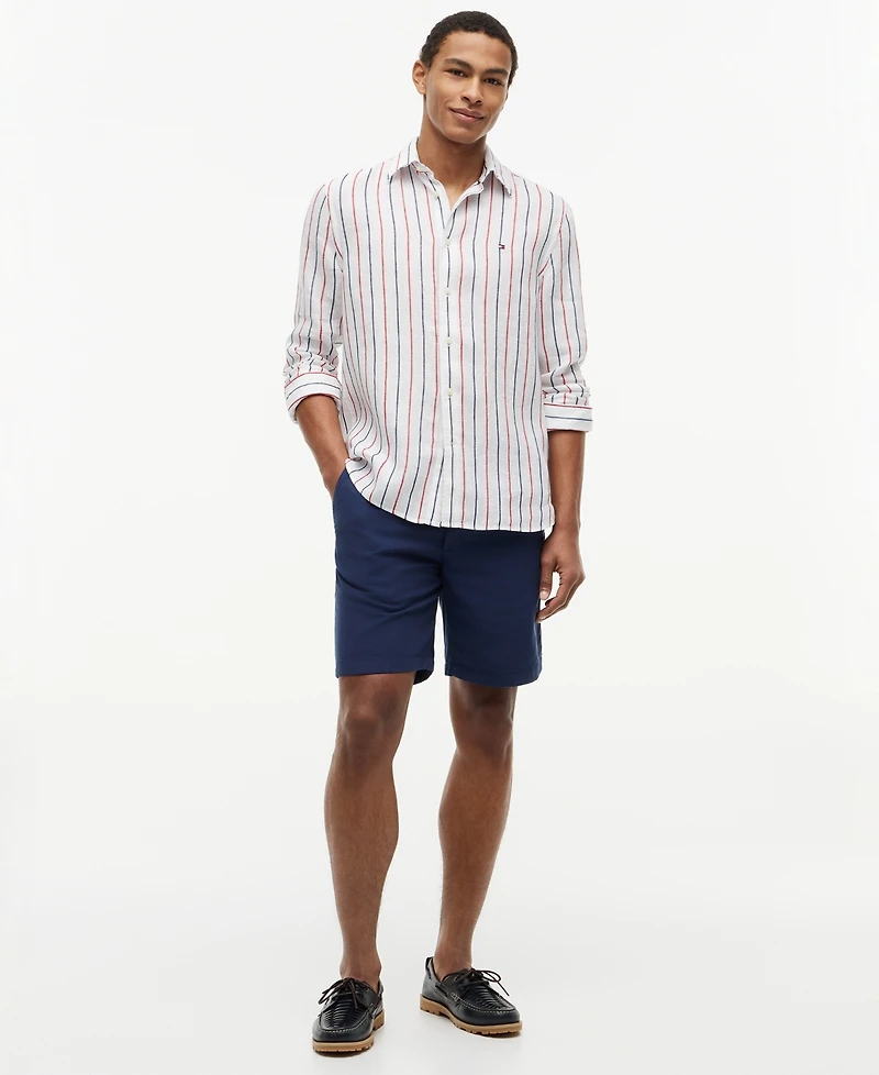 Tommy Hilfiger Men's Linen Textured Stripe Shirt