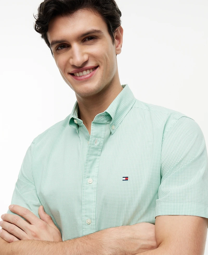 Tommy Hilfiger Men's Flex Poplin Gingham Short-Sleeve Shirt