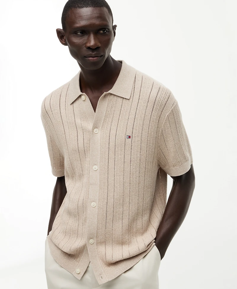 Tommy Hilfiger Men's Pointelle Structure Short-Sleeve Shirt