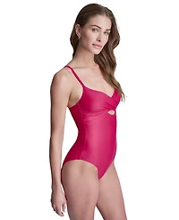 Dkny Women's Keyhole Twist Tummy Control One-Piece Swimsuit