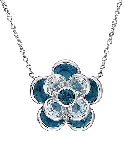 Macy's Blue Topaz (7-1/3 ct. t.w.) Pendant Necklace in Sterling Silver