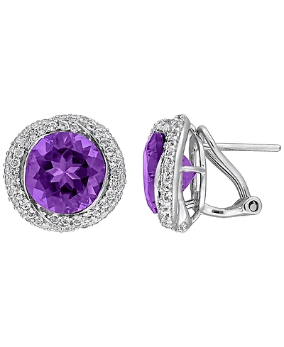 Macy's Blue Topaz (6 ct. t.w.) & White (1-1/6 Stud Earrings Sterling Silver (Also Available Citrine Amethyst)