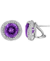 Macy's Blue Topaz (6 ct. t.w.) & White (1-1/6 Stud Earrings Sterling Silver (Also Available Citrine Amethyst)