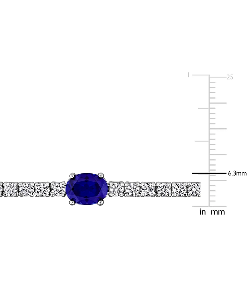 Macy's Lab Created Blue Sapphire (1-1/2 ct. t.w.) & Lab Created White Sapphire (5-1/5 ct. t.w.) Bracelet in Sterling Silver