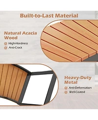 Gouun Curved Acacia Wood Patio Bench with Slatted Seat and Metal Legs