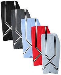 Galaxy By Harvic Jump Start Men's Moisture Wicking Performance Mesh Shorts With Pockets -5 Pack