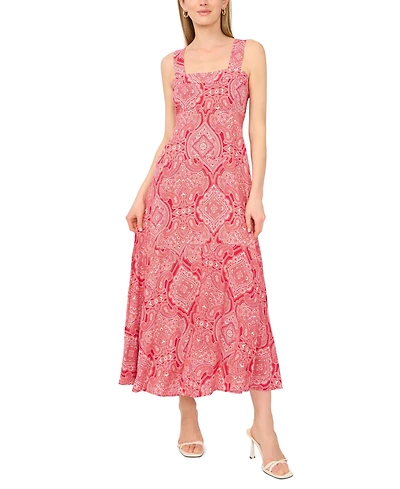 Vince Camuto Women's Printed Square Neck Midi Dress