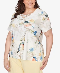 Alfred Dunner Plus Out of the Blue Chickadees Embellished T-Shirt