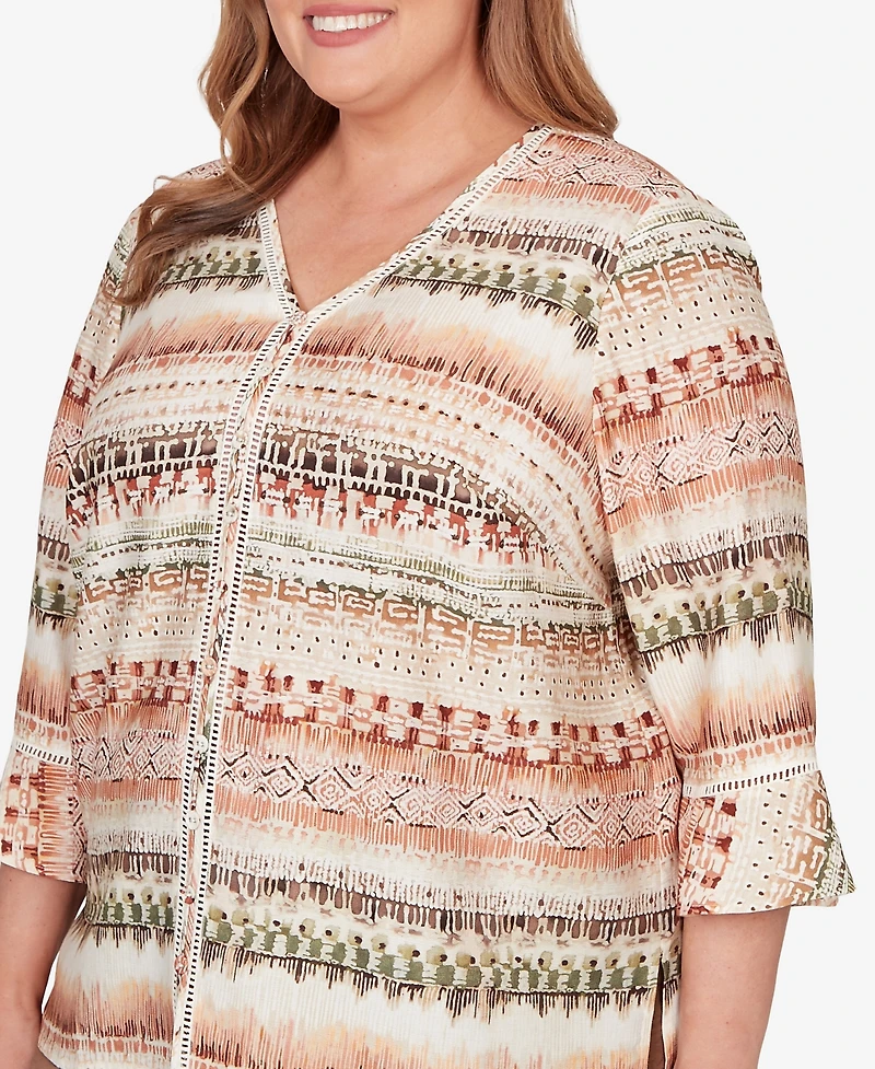 Alfred Dunner Plus Spice Market Biadere Stripe Center Seam Top