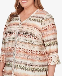 Alfred Dunner Plus Spice Market Biadere Stripe Center Seam Top