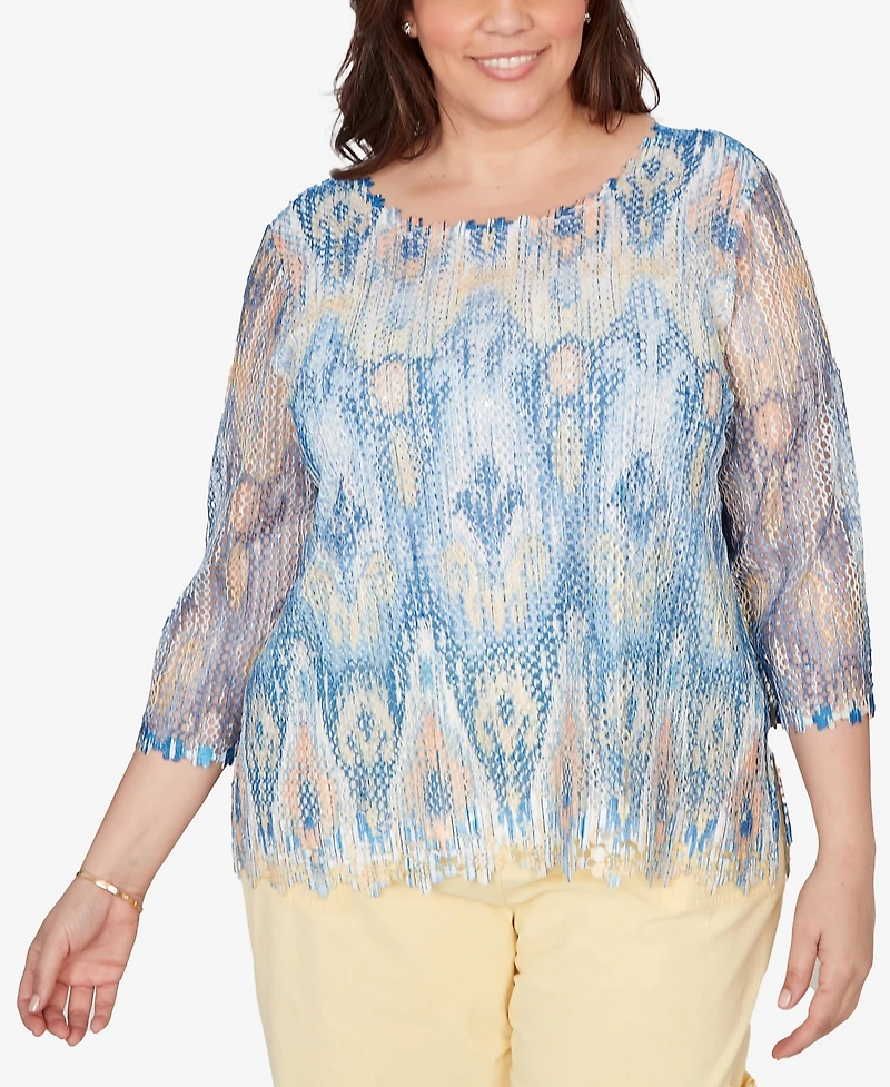 Alfred Dunner Plus Out of the Blue Dramatic Crewneck Top