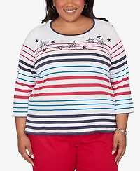 Alfred Dunner Plus Lady Liberty Stars And Stripes Americana Top