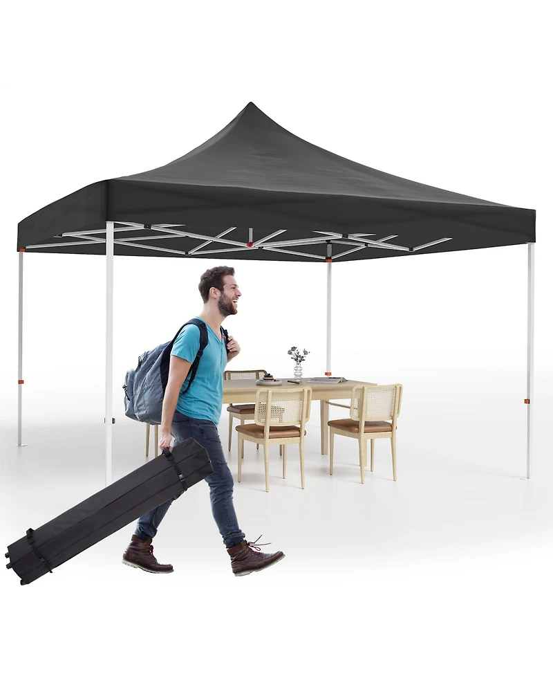 Homfan 10x10 Ft Heavy-Duty Pop-Up Canopy Tent with Roller Bag, 1-Minute Setup Upf 50+ Waterproof Outdoor Sun Shade for Beach, Market and Patio
