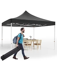 Homfan 10x10 Ft Heavy-Duty Pop-Up Canopy Tent with Roller Bag, 1-Minute Setup Upf 50+ Waterproof Outdoor Sun Shade for Beach, Market and Patio