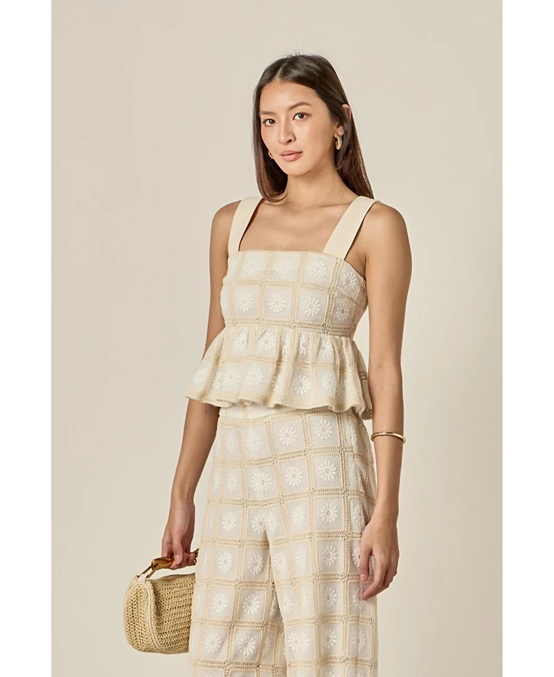 English Factory Women's The Bria Crochet Sleeveless Top