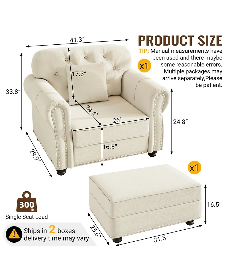 Streamdale Furniture Chesterfield Sofa with Nailhead Trim