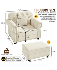 Streamdale Furniture Chesterfield Sofa with Nailhead Trim