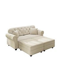Streamdale Furniture Velvet Chesterfield Sofa w/Nailhead Trim and 2 Pillows