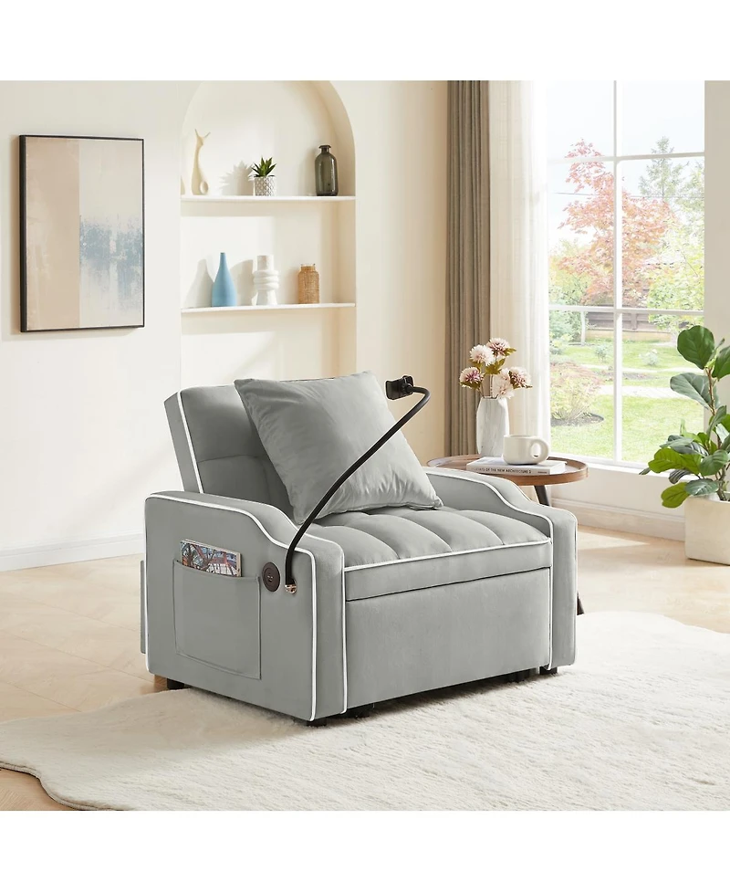 Streamdale Furniture 3-in-1 Convertible Sleeper Sofa Chair Bed with Usb/Type-c