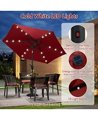 Gouun 7.5 ft Solar Powered Patio Umbrella with 18 Led Lights Push-Button Tilt and Crank
