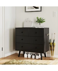 Gouun Wide 4-Drawer Wooden Dresser for Bedroom