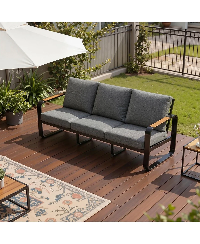 Tribesigns 78.7" Outdoor Patio Sofa with Removable Cushions and Metal Frame Couch