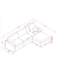 Streamdale Furniture Modular L-Shape Sectional Sofa with Ottoman and Storage