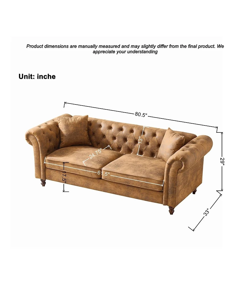 Streamdale Furniture 3+2 Chesterfield Tech Fabric Sofa Set