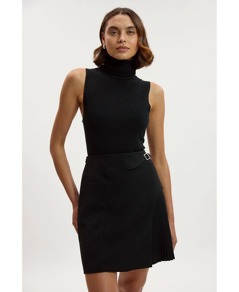 Karen Millen Women's Buckle Pleated Mini Skirt