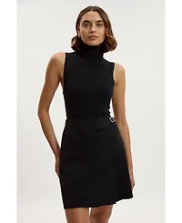 Karen Millen Women's Buckle Pleated Mini Skirt