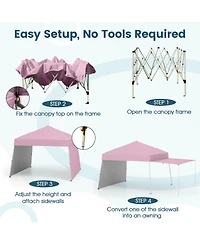 Gouun 14 x 9.2 ft Pop Up Canopy Tent with Two Convertible Sidewalls and Awning Poles