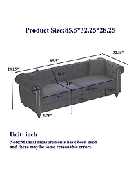 Streamdale Furniture Chesterfield Sofa with Rolled Arms and 2 Cushions