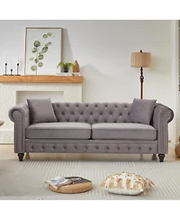 Streamdale Furniture Chesterfield Sofa with Rolled Arms and 2 Cushions