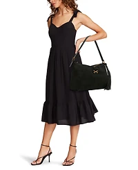 Anne Klein Faux Suede Large Horse Bit Shoulder Handbag