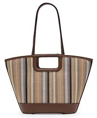 Anne Klein Stripe Cut Out Small Handle Tote Handbag