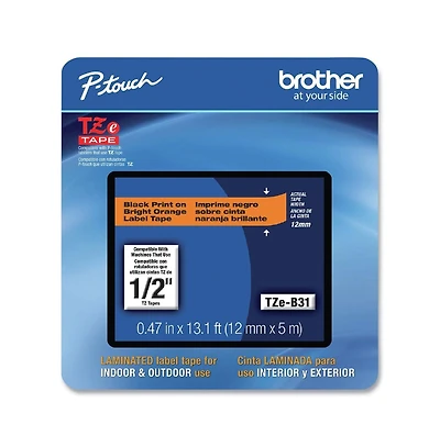 Brother P-Touch TZEB31CS 0.47 in. x 26.2 ft. TZe Laminated Removable Label Tapes