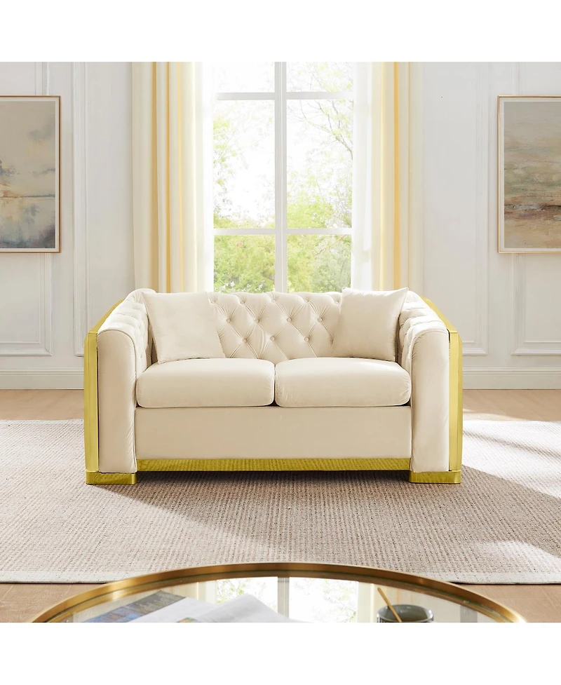 Streamdale Furniture Velvet Tufted Loveseat Sofa